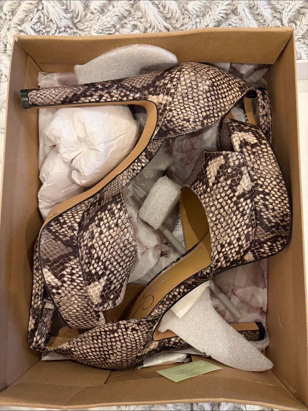 Jessica Simpson Neutral Glossy Desert Snake Print Pumps